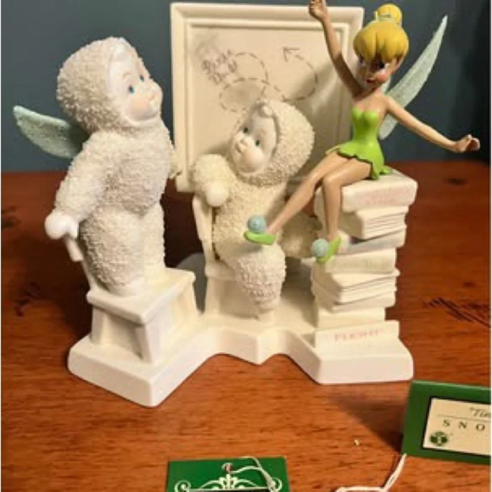 Disney Tinker Bell and Snowbabies Figurine in White and Green - Picture 1 of 5